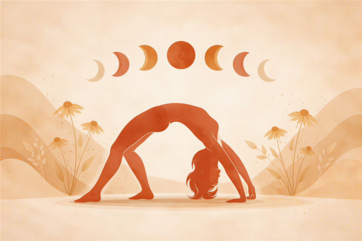 Fotobehang yoga onder de maanfases