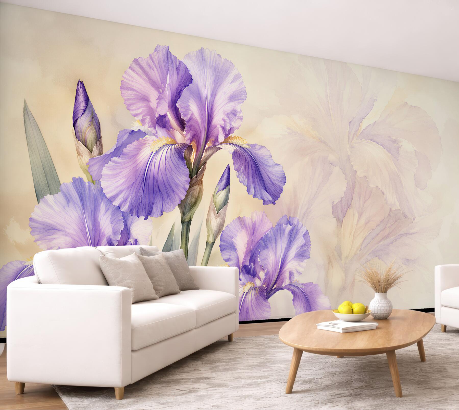 Fotobehang lavendel irissen in het licht