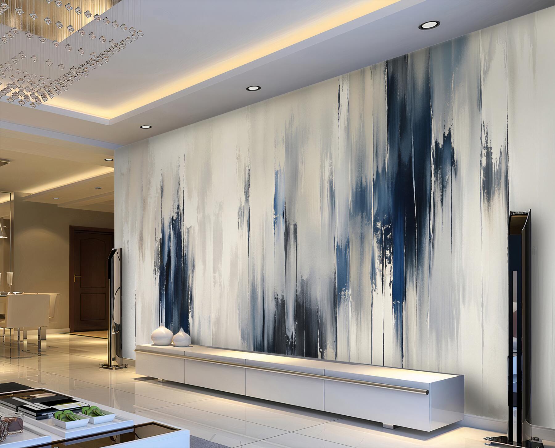 Fotobehang blauwe abstractie strepen