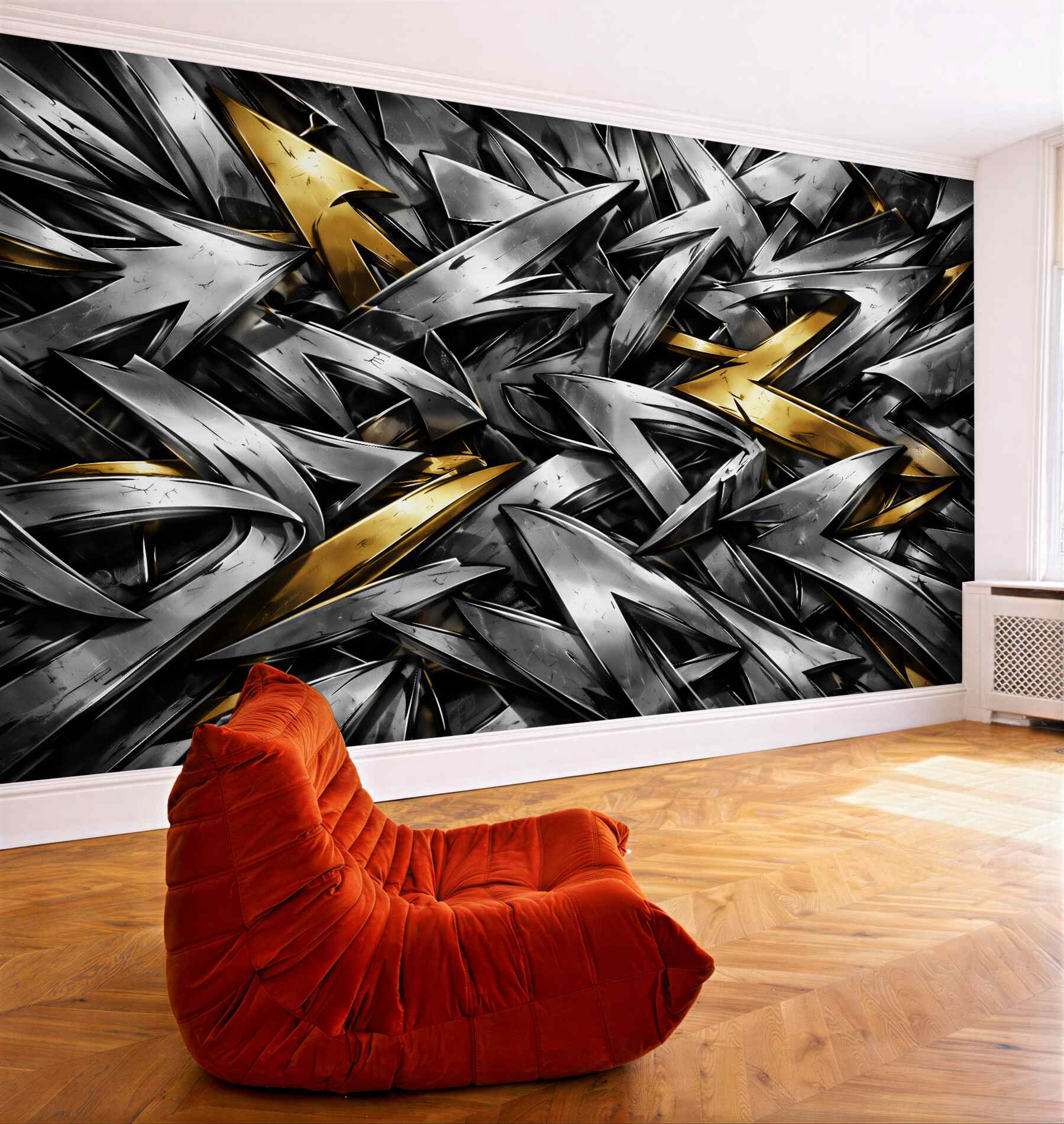 Fotobehang goud-zilver metallic abstractie