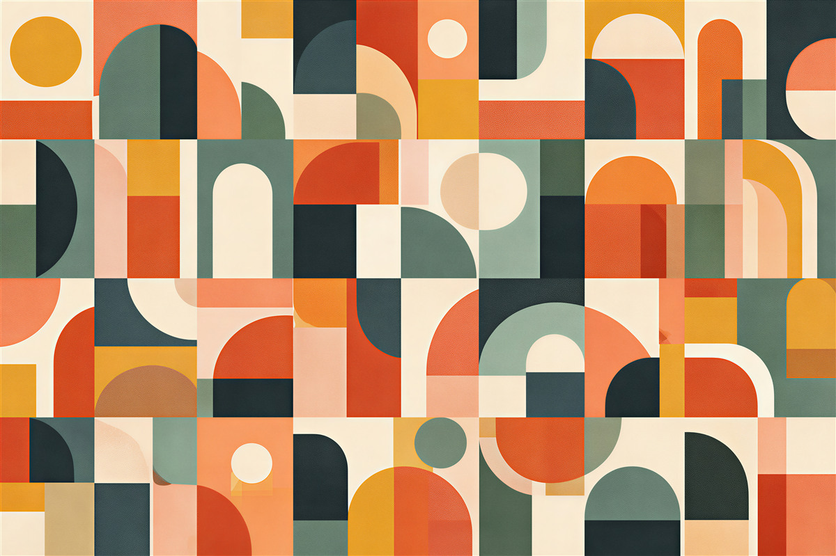 Fotobehang geometrische mozaïek in warme kleuren
