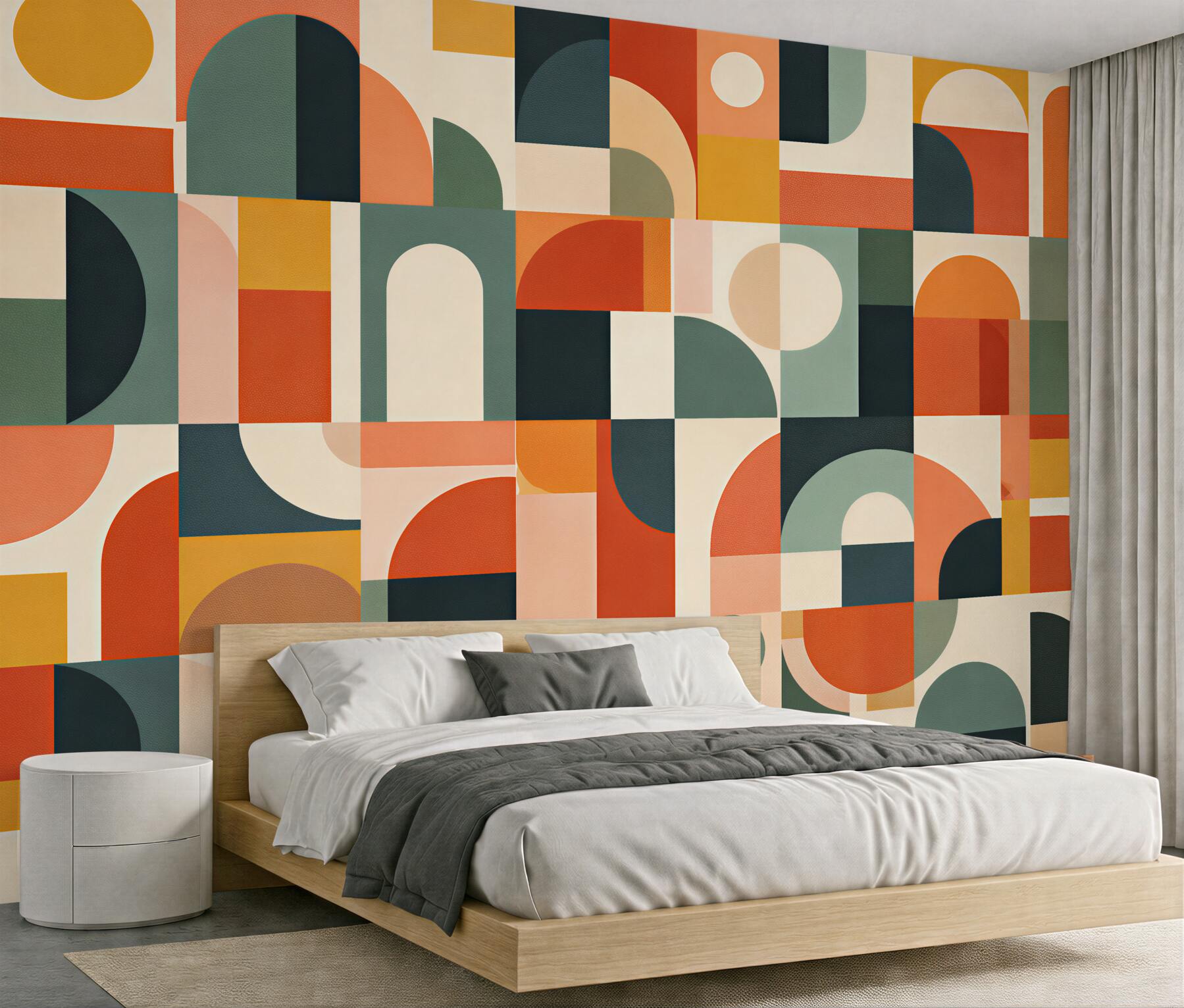 Fotobehang geometrische mozaïek in warme kleuren