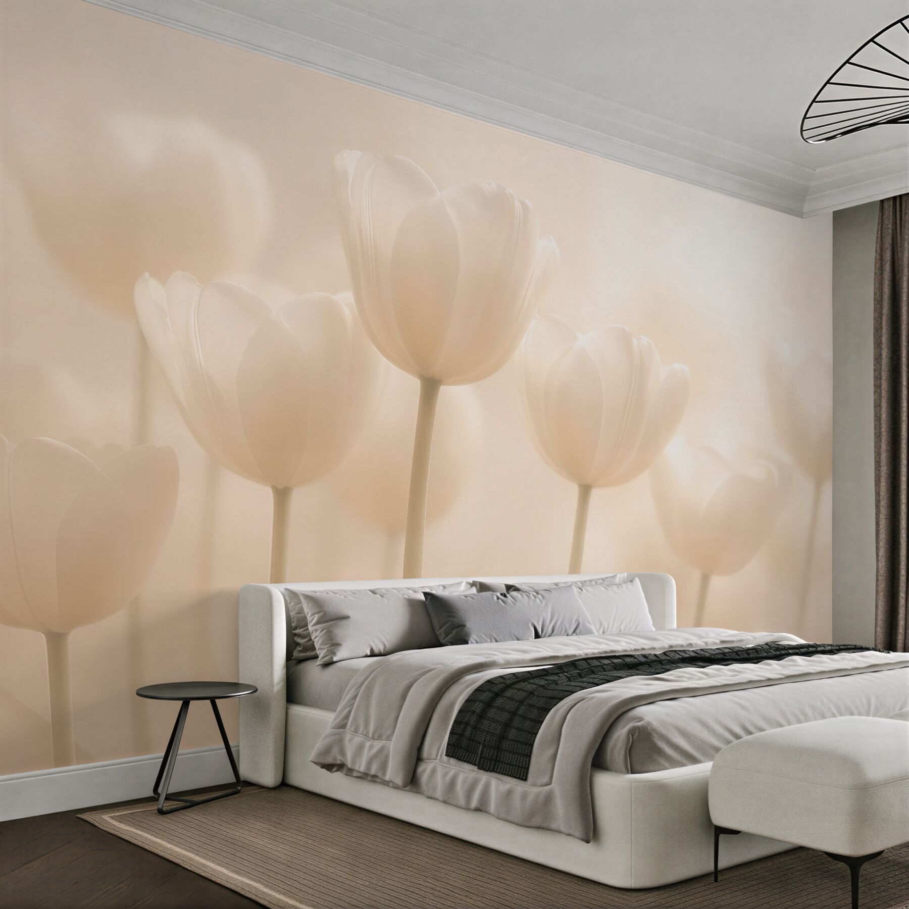 Fotobehang crèmekleurige tulpen in zacht licht