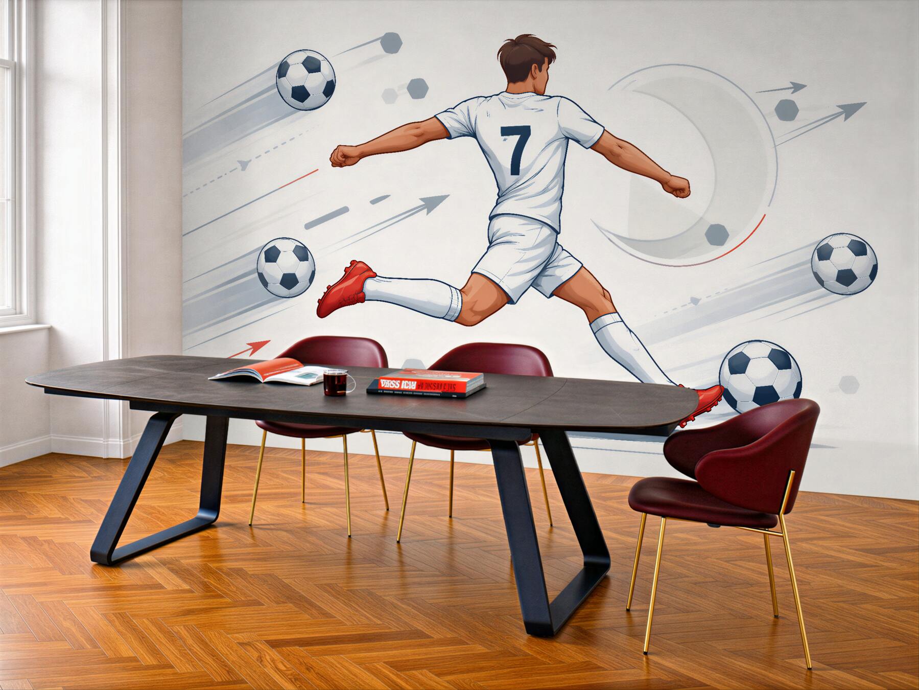 Fotobehang dynamische voetballer in actie