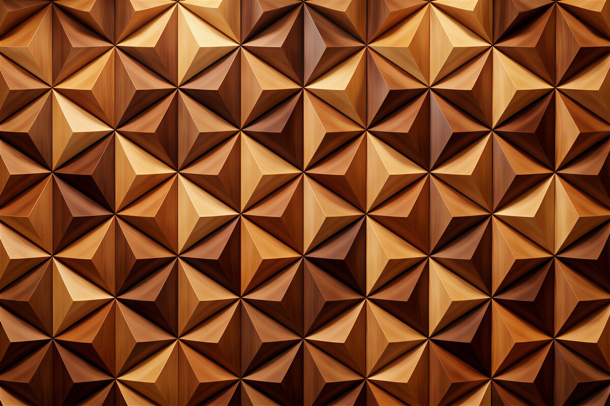 Fotobehang geometrische houten mozaïek 3D