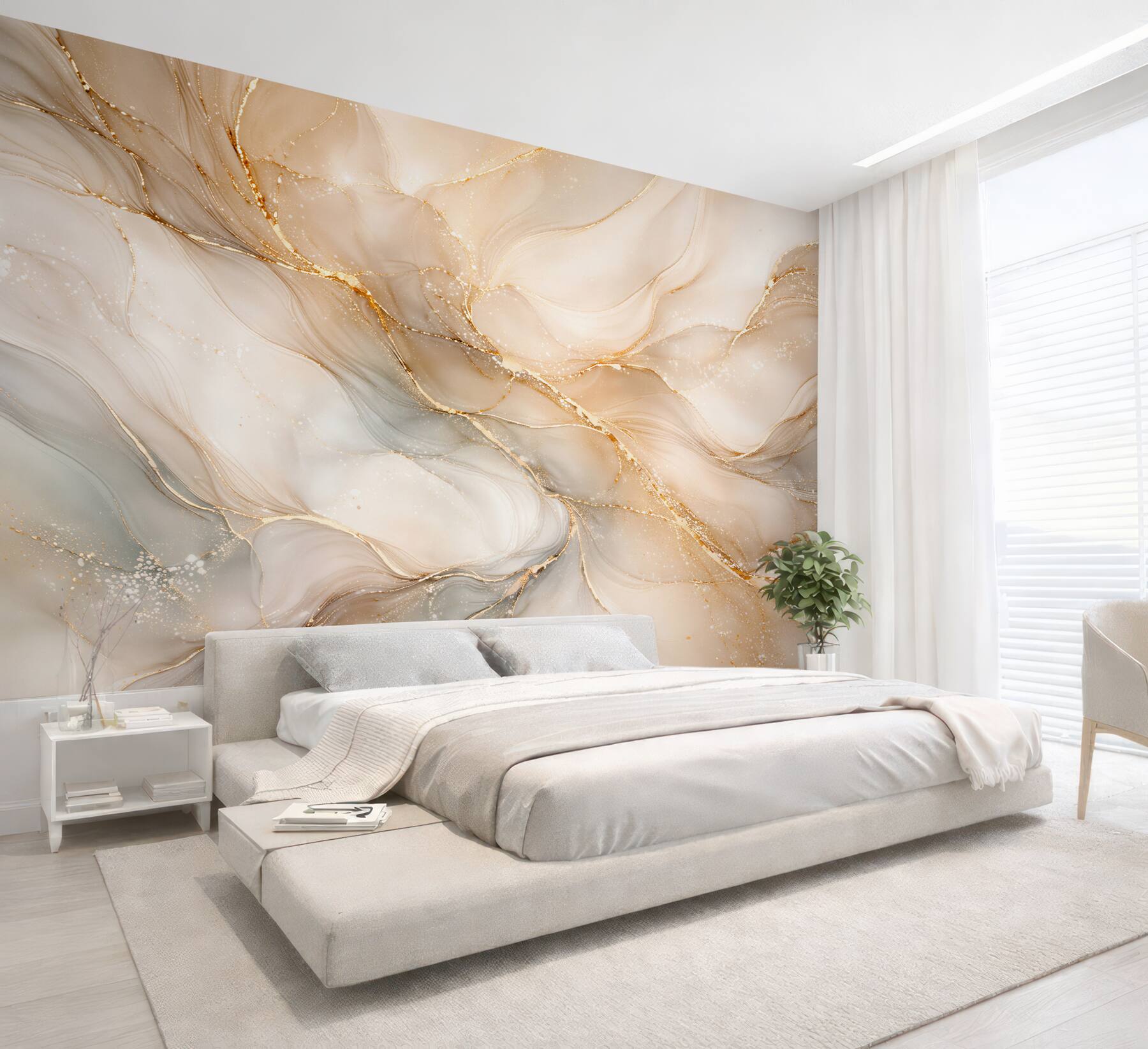 Fotobehang romige mist met goud