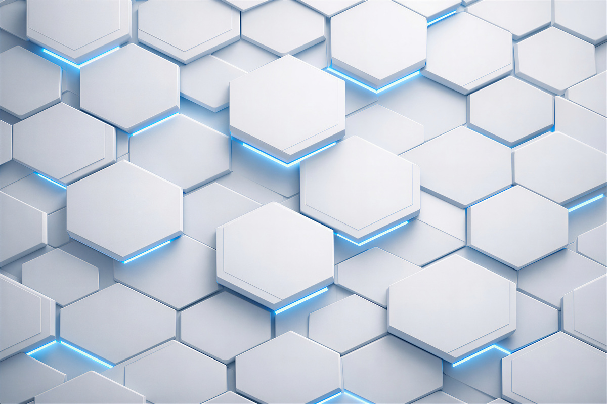 Fotobehang futuristische hexagons met blauw