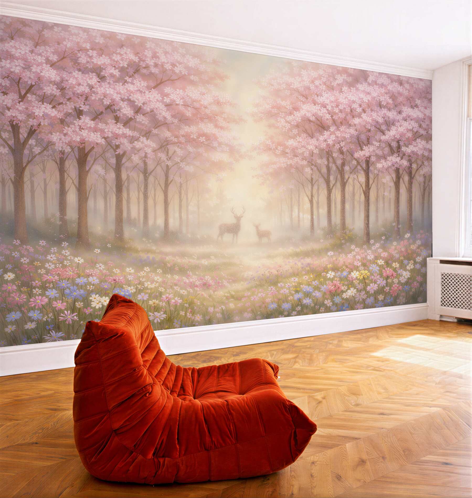 Fotobehang sprookjesbos met herten