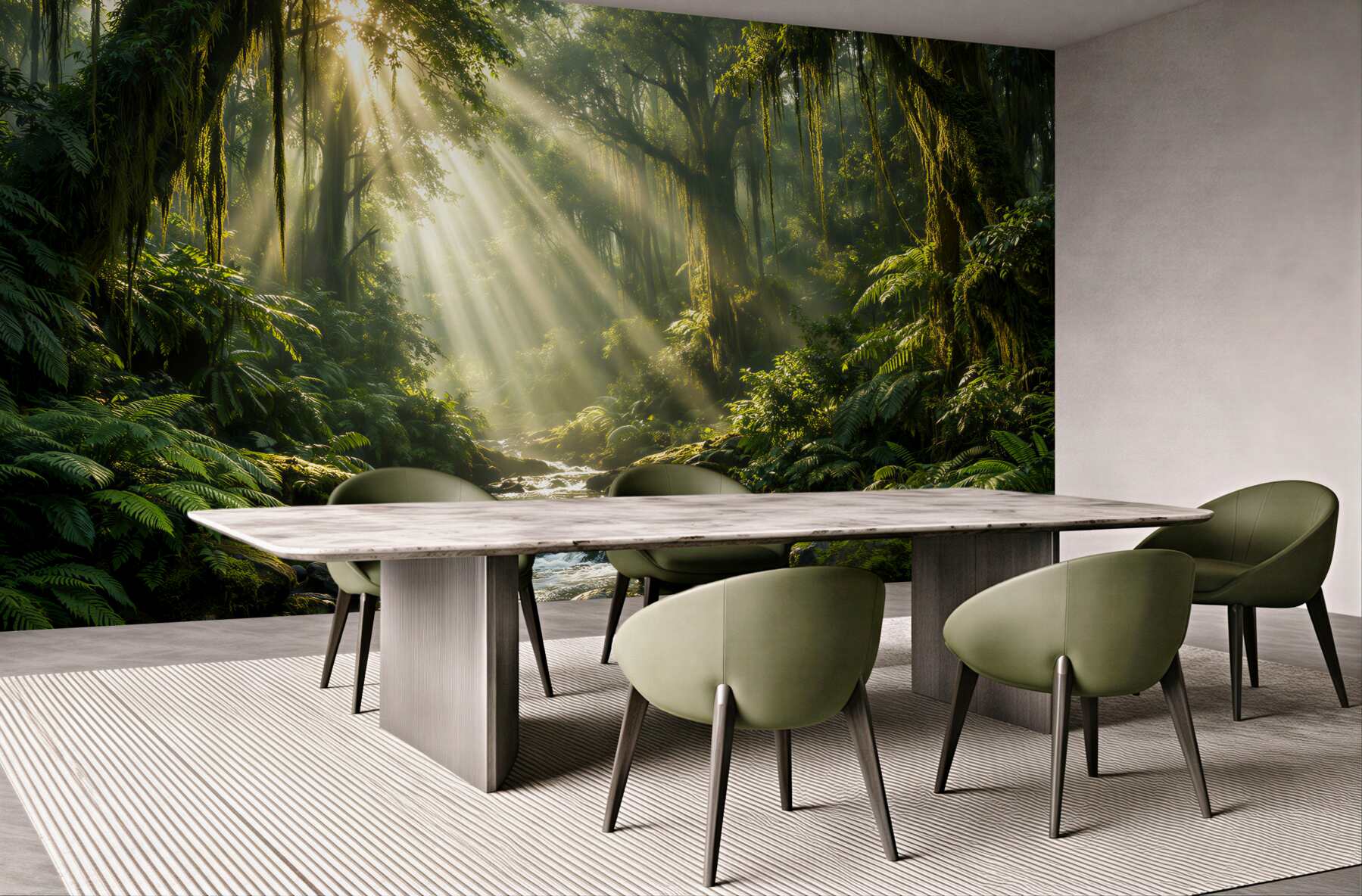 Fotobehang zonnige jungle met bosbeek