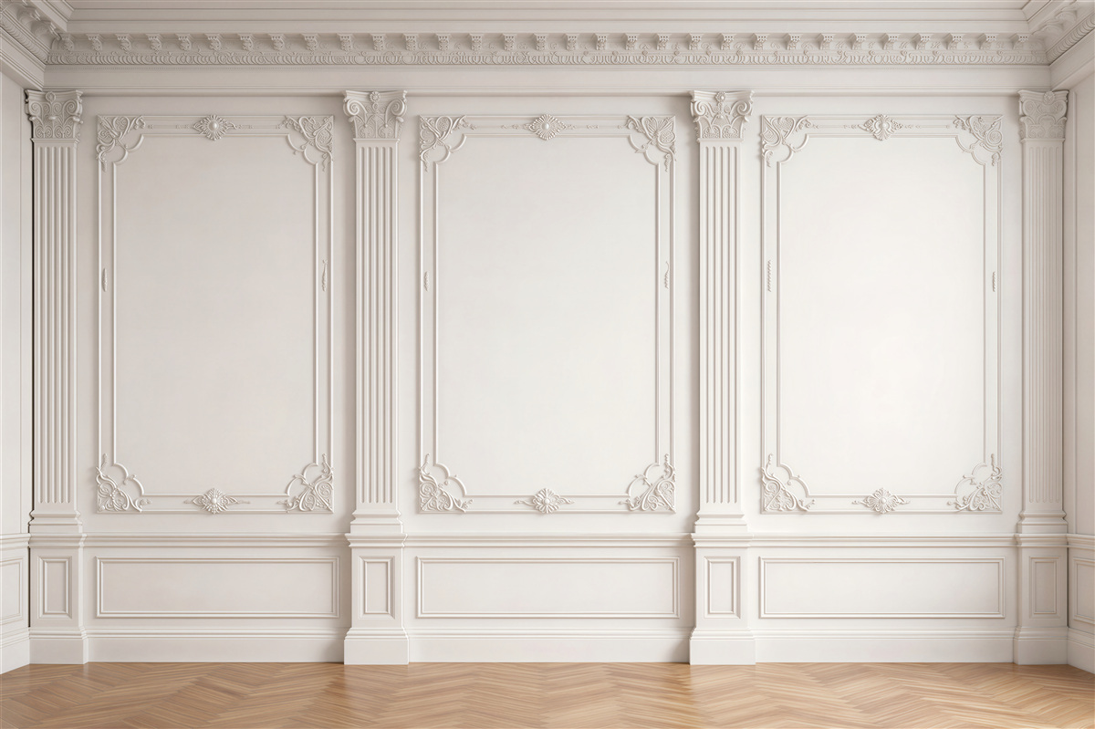 Fotobehang klassieke witte wandpanelen van een paleis