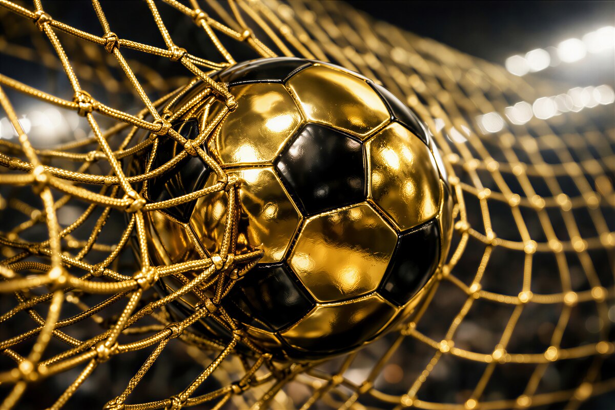 Fotobehang gouden bal in het net