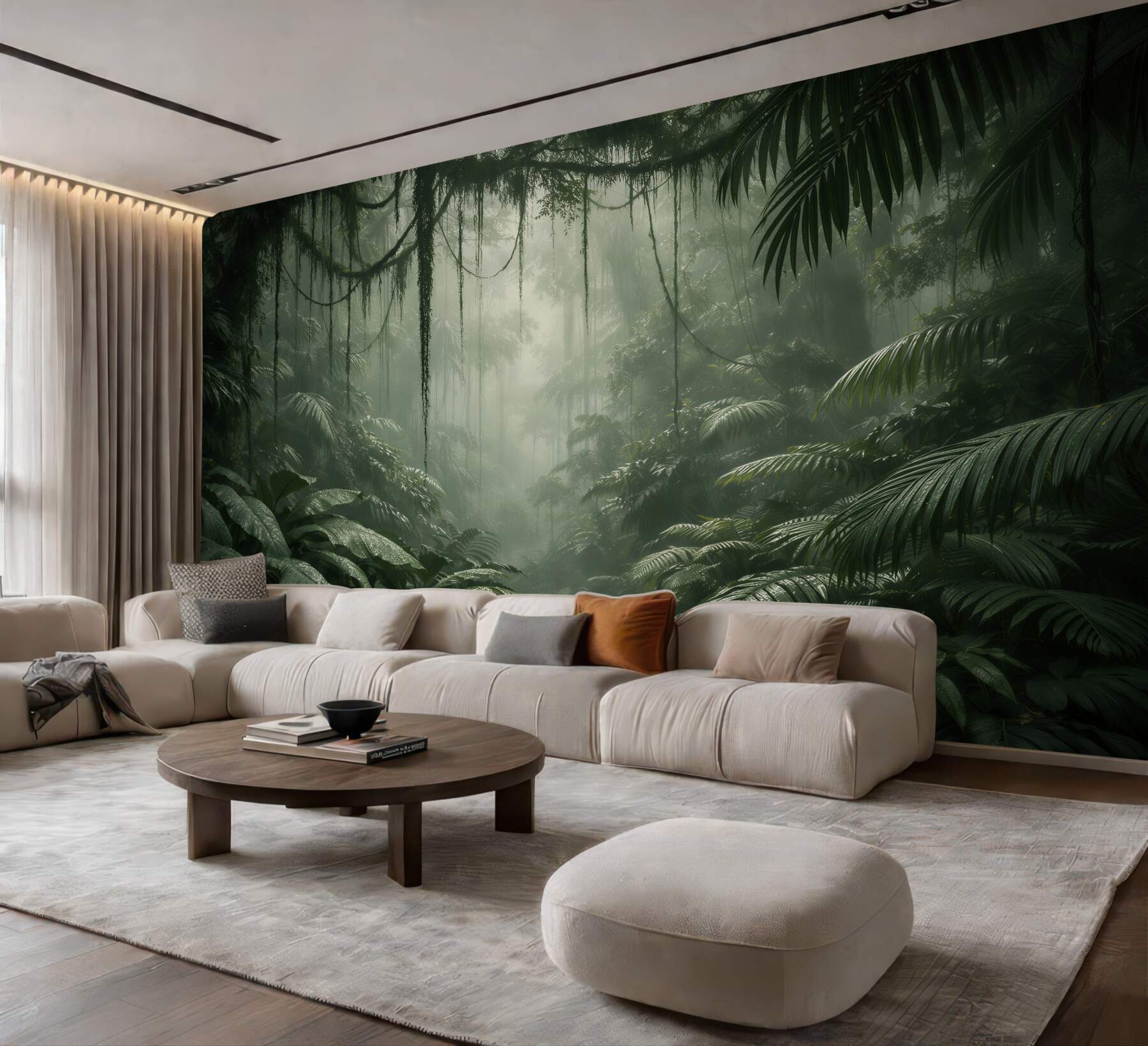Fotobehang mistige tropische jungle