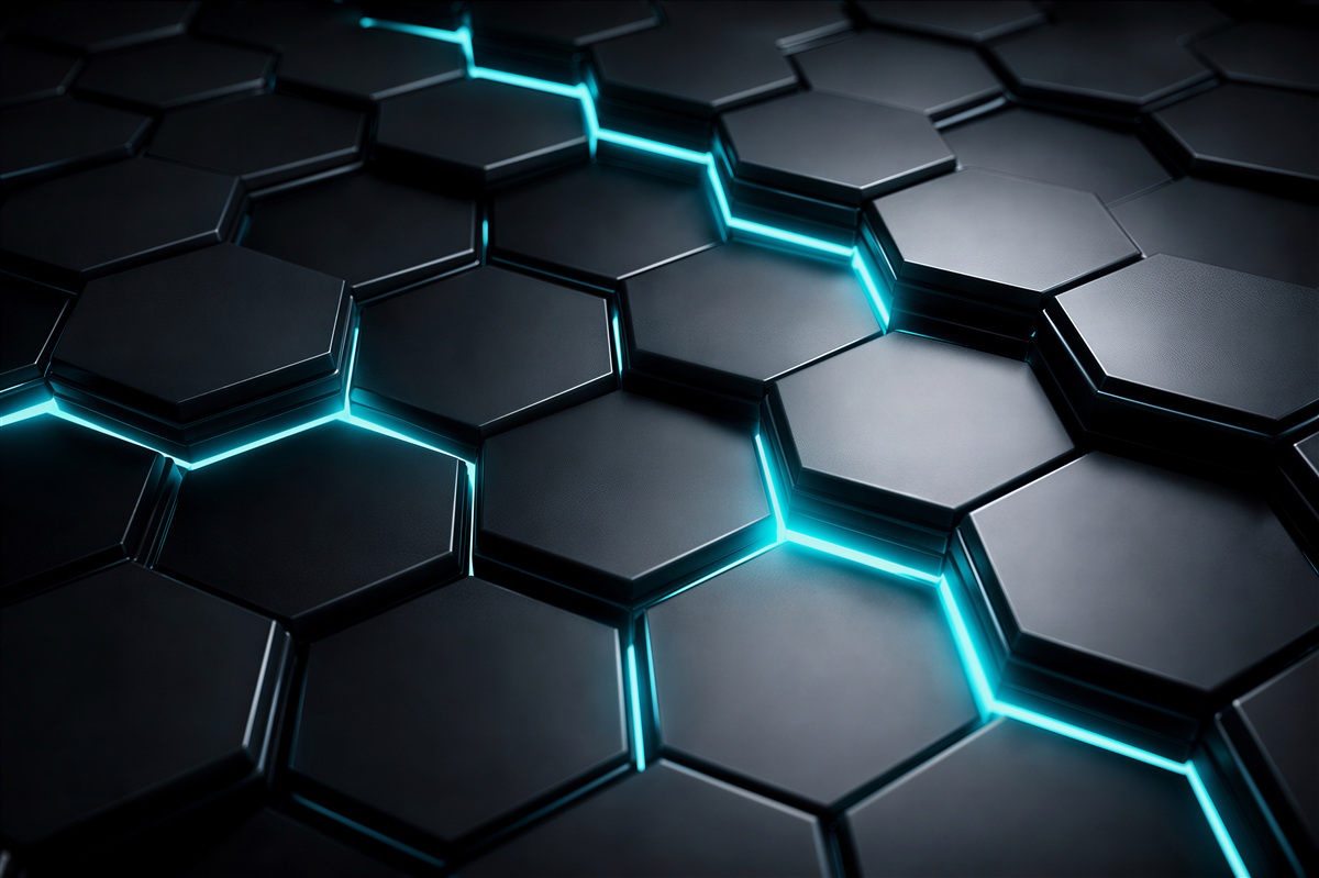 Fotobehang futuristische neonhexagonen