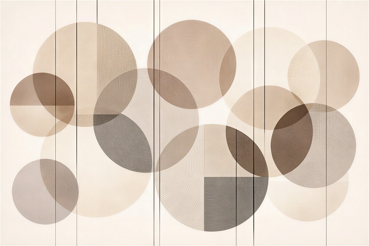 Fotobehang beige cirkels in moderne harmonie