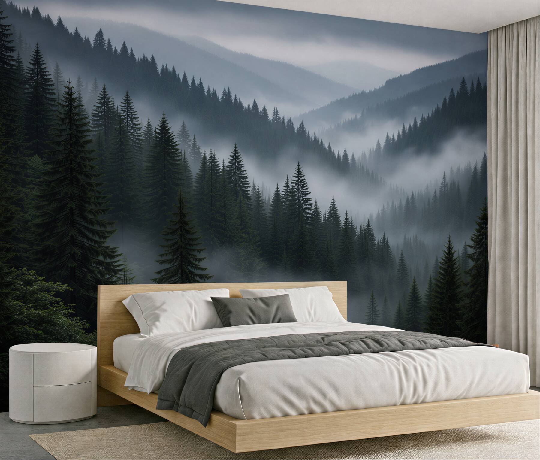 Fotobehang mistig bergbos