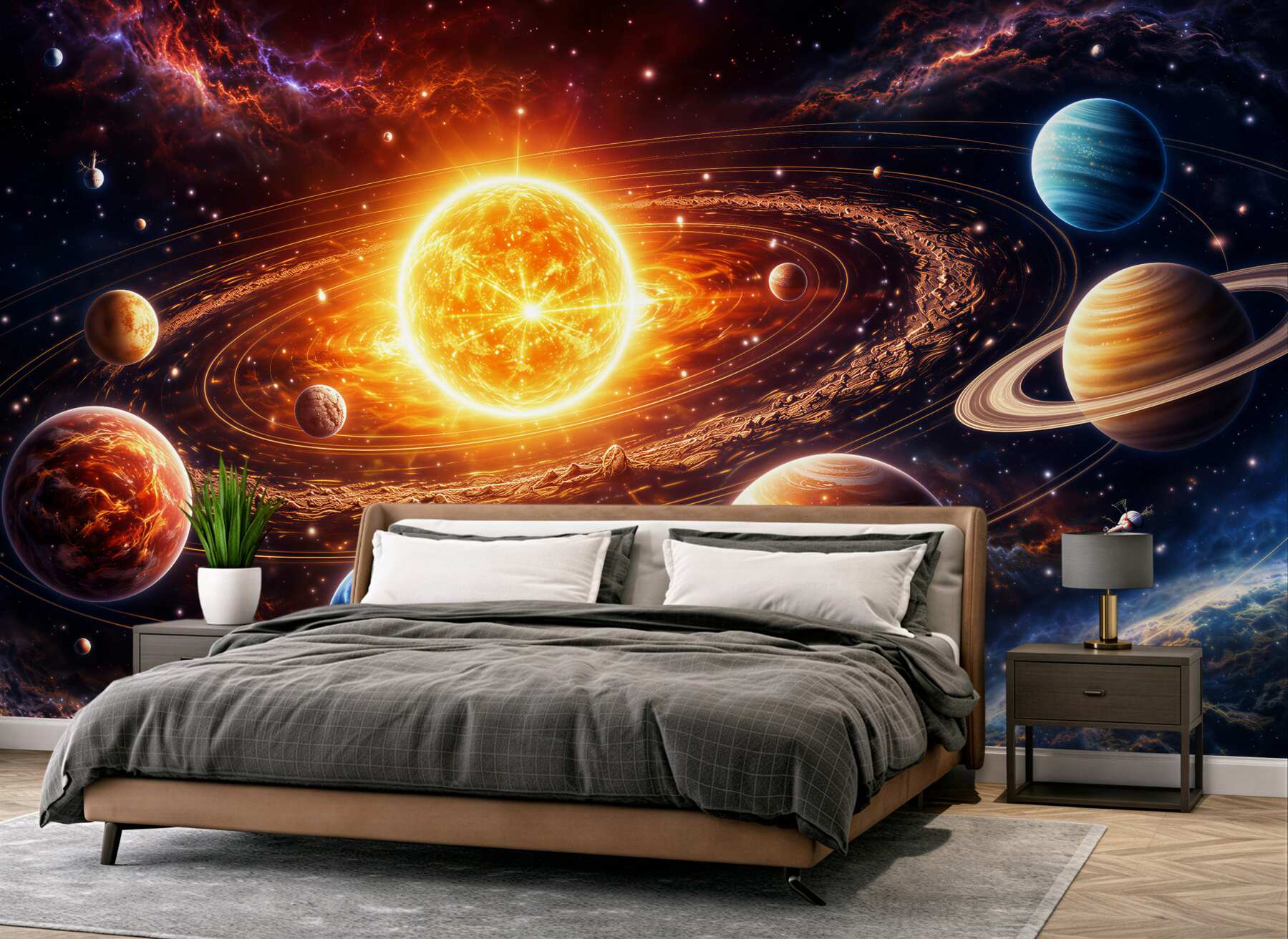 Fotobehang kosmische dans van planeten