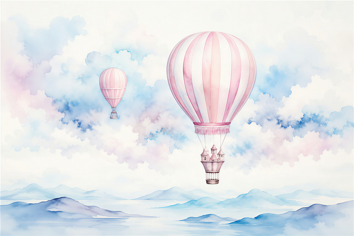 Fotobehang Ballonnen tussen de wolken