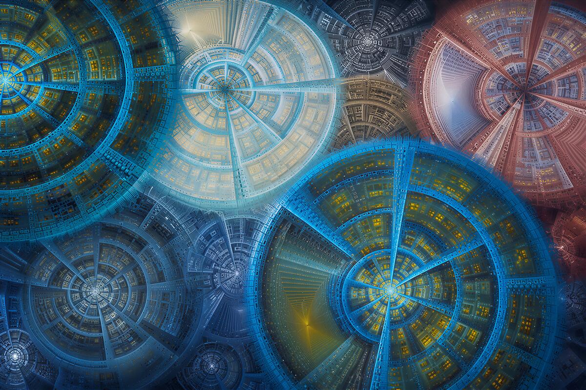 Fotobehang abstract goud blauw geometrische cirkels modern