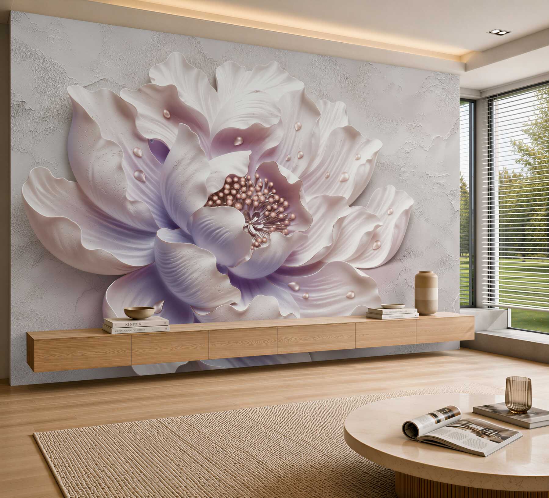 Fotobehang pioenroos poederroze in delicate close-up