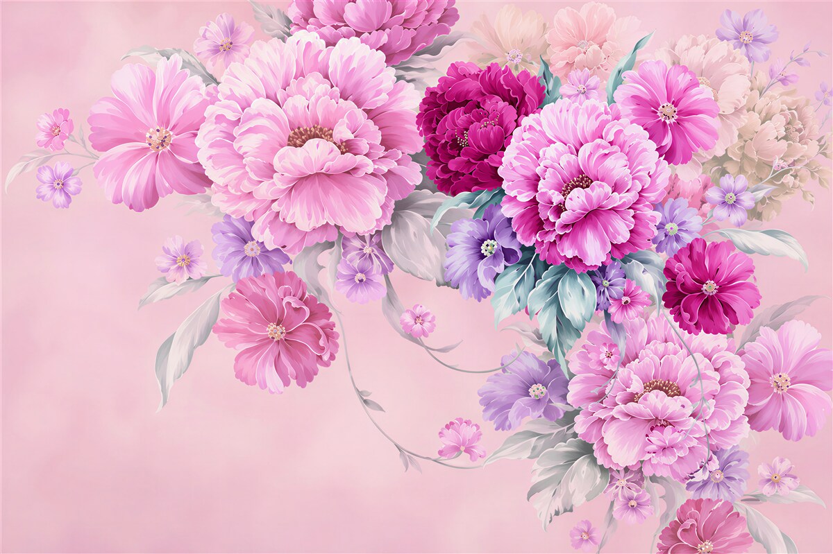 Fotobehang lila compositie van herfstbloemen