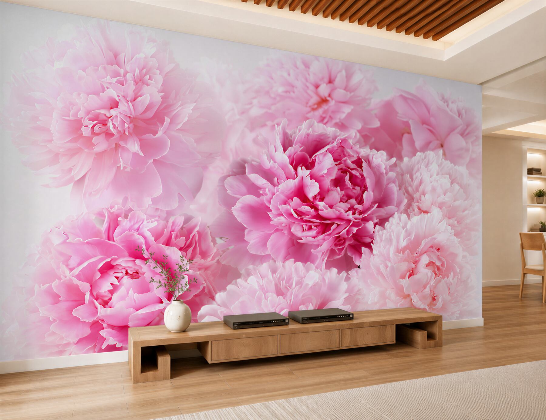 Fotobehang schattige roze pioenen