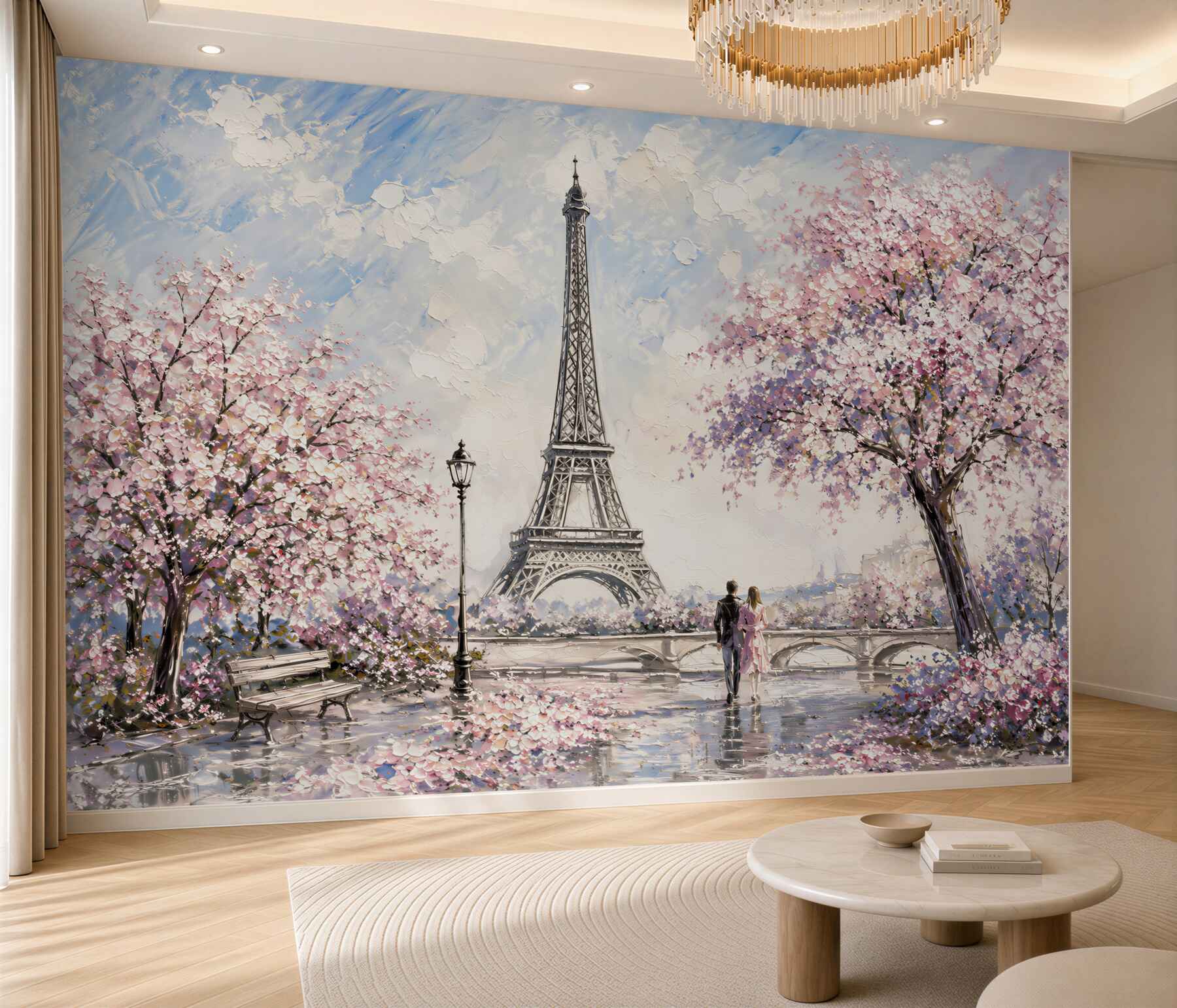 Fotobehang lente liefde bij de Eiffeltoren