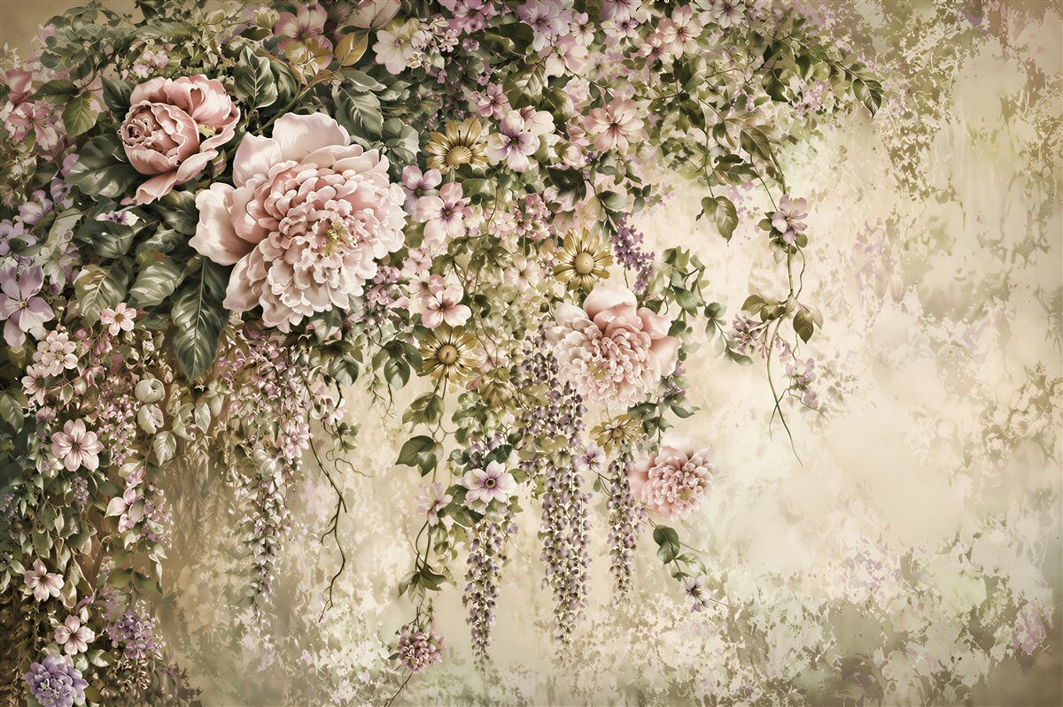 Fotobehang veel lentebloemen met groen
