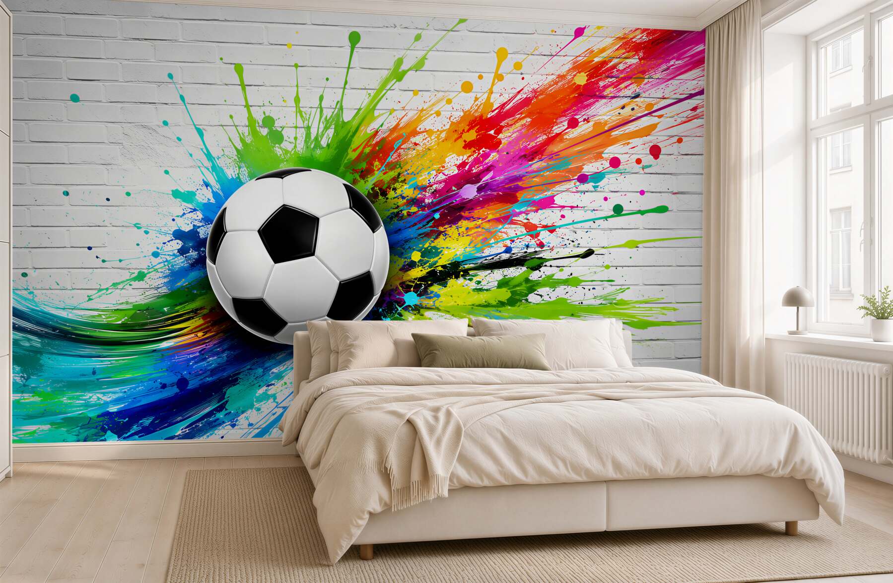 Fotobehang voetbal op lichte achtergrond