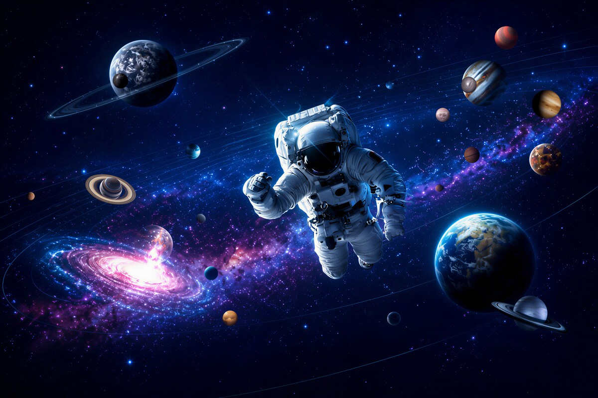 Fotobehang astronaut in de ruimte