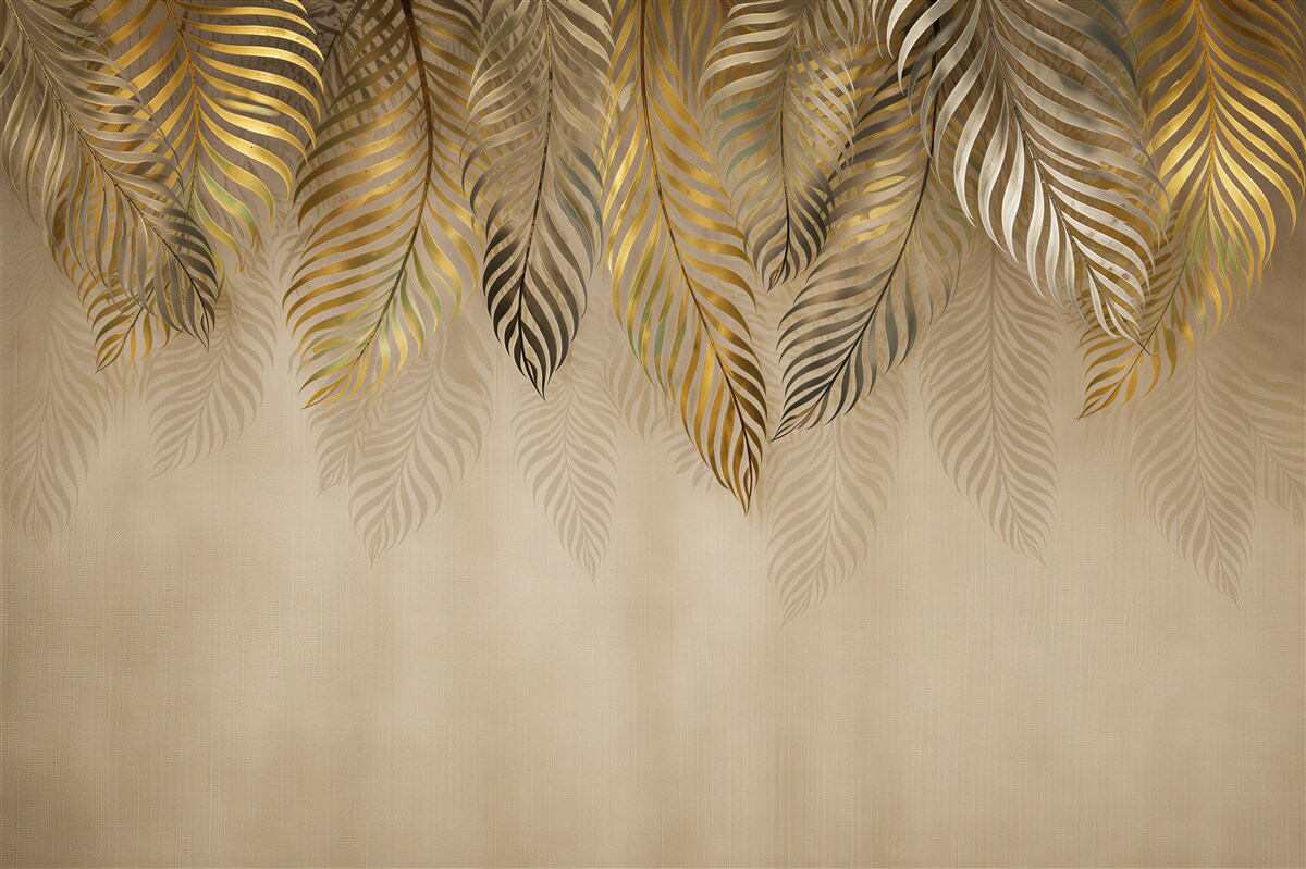 Fotobehang gouden takken van bananenpalmen
