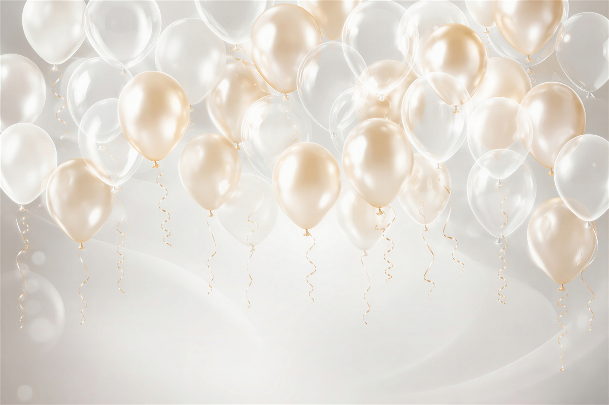 Fotobehang Witte en gouden ballonnen