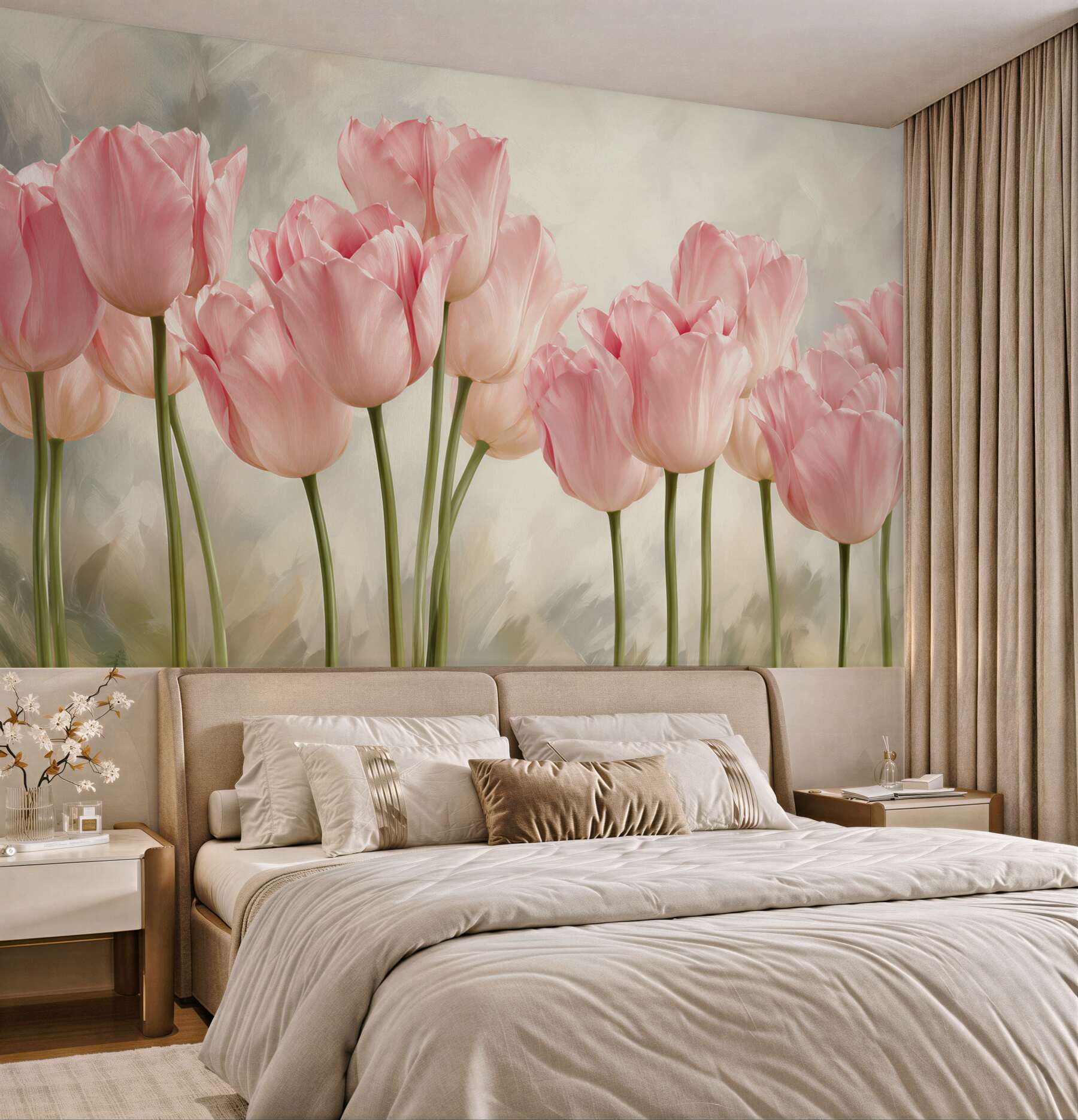 Fotobehang delicate roze tulpen