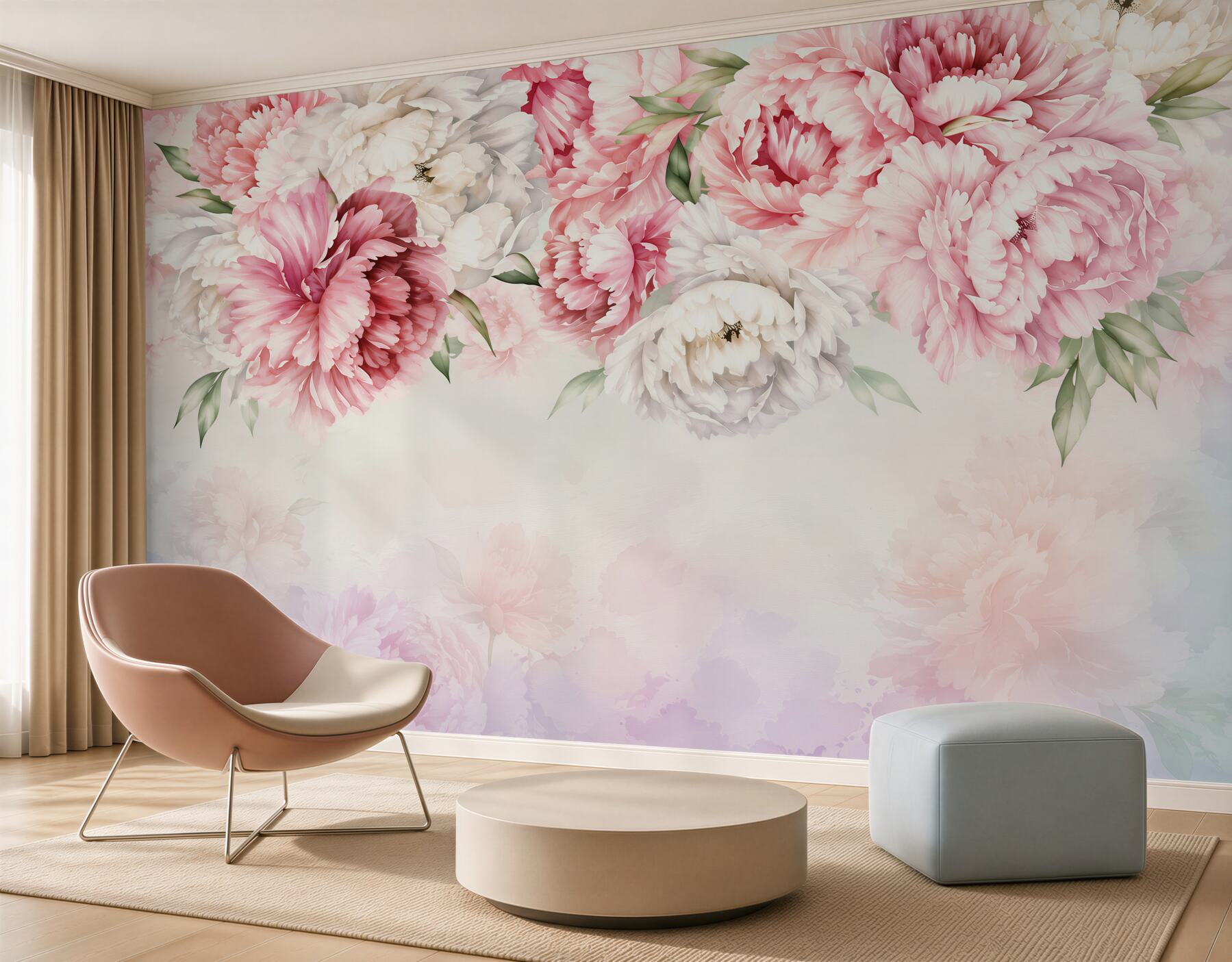 Fotobehang delicate rozen bloemen op een lichte achtergrond