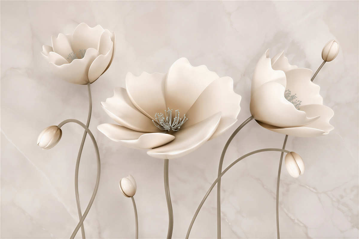 Fotobehang mooie witte bloemen