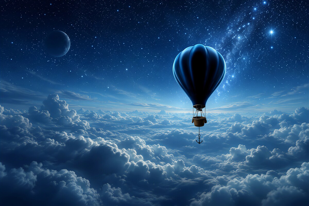 Fotobehang sterrenhemel in een ballon