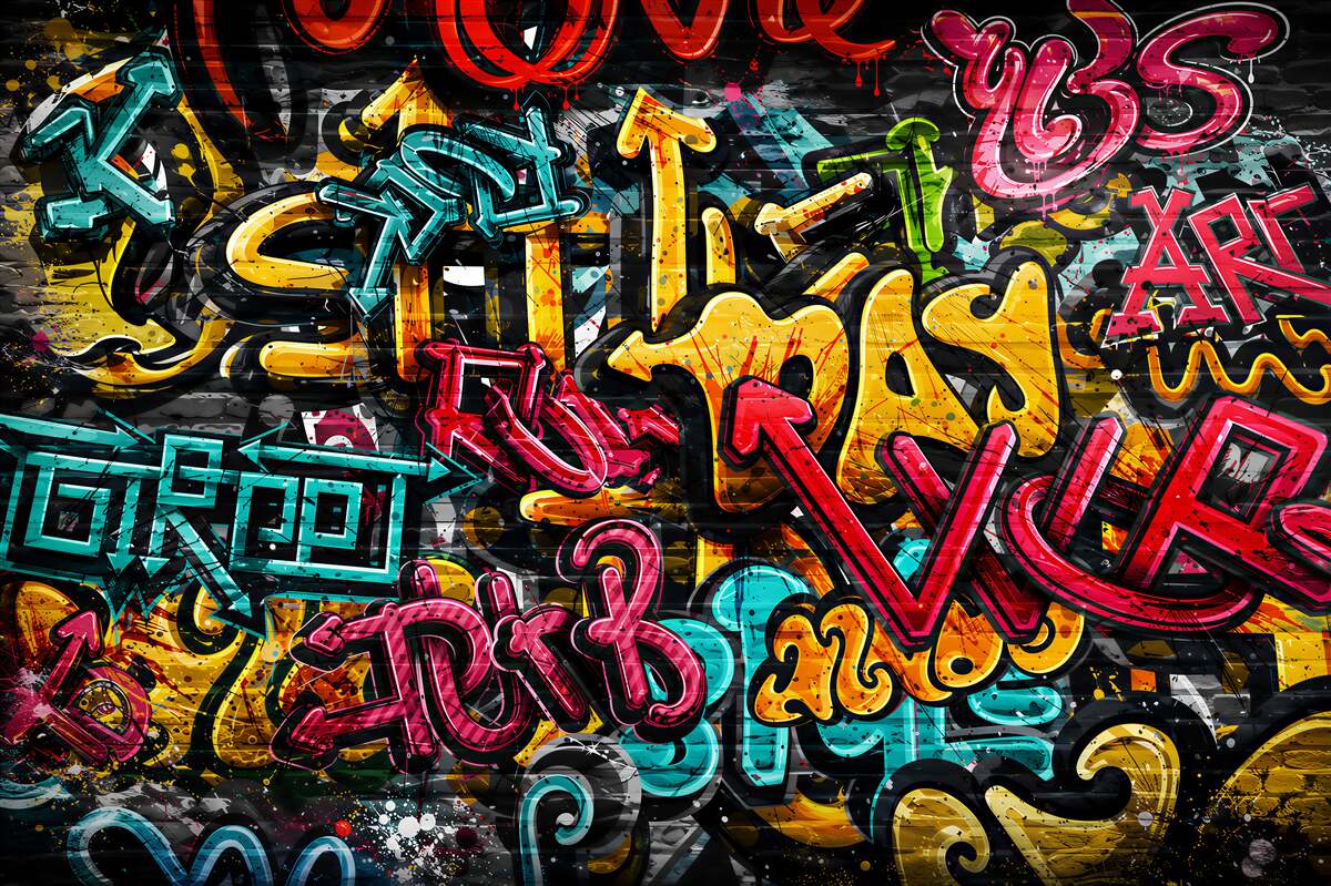 Fotobehang kleurrijke straatgraffiti