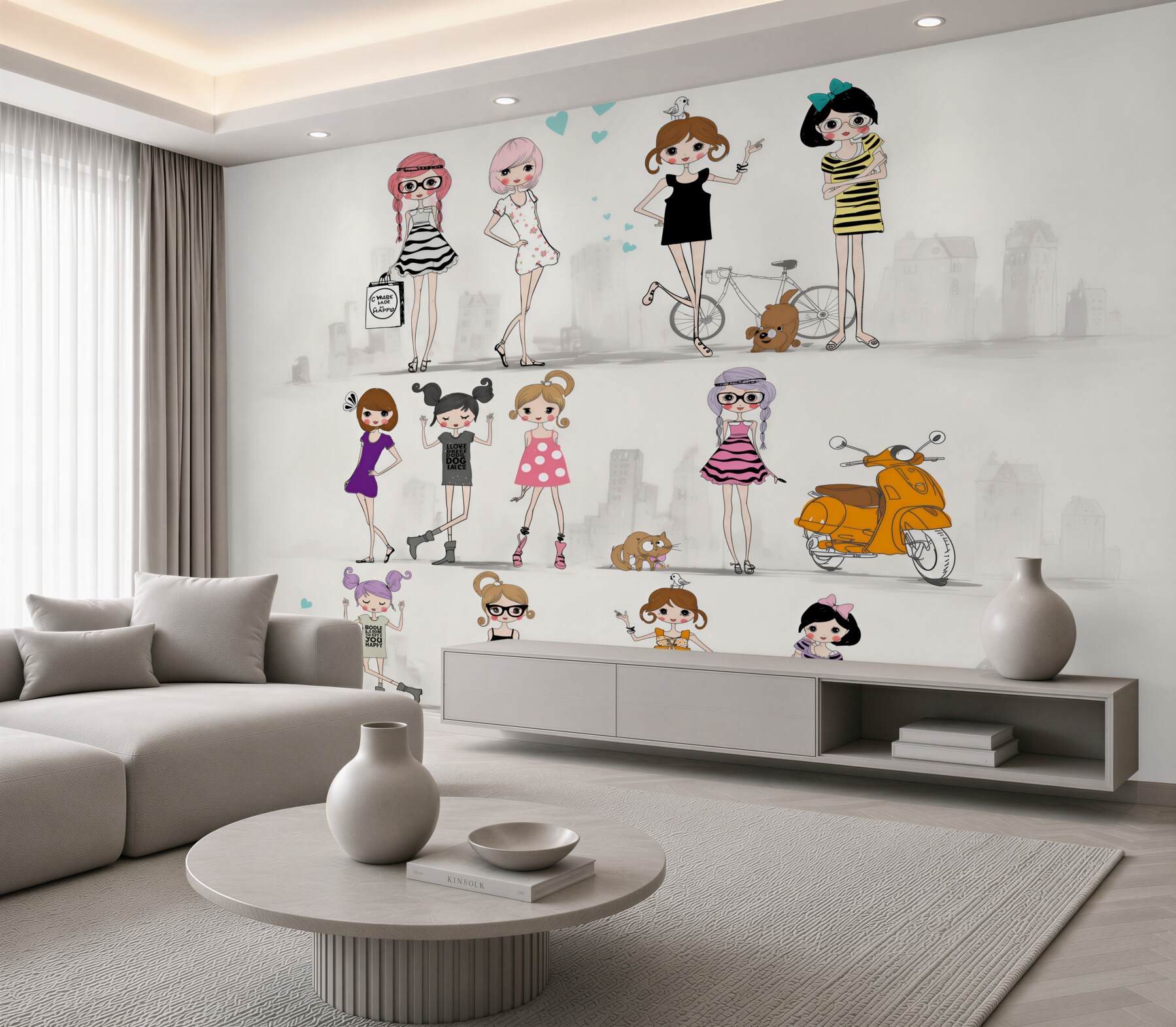 Fotobehang meisjes uit tekenfilms