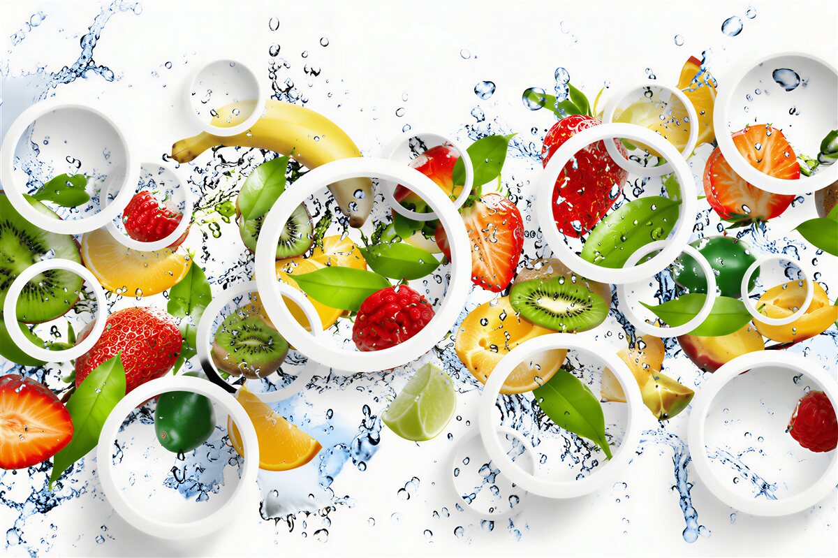 Fotobehang fruit en toppings