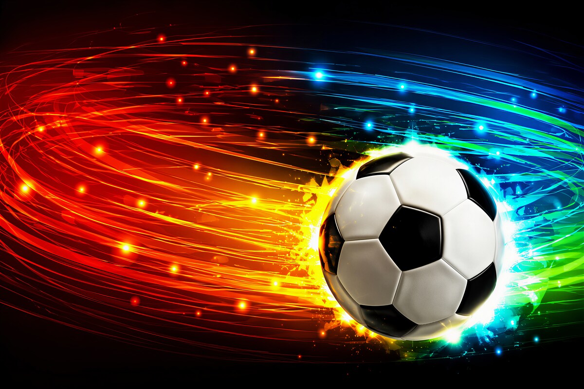 Fotobehang voetbal tussen levendige kleuren