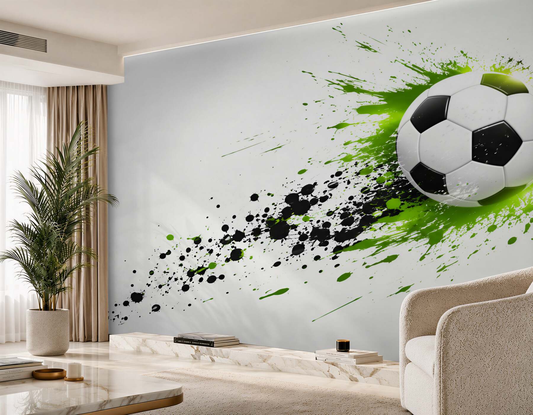 Fotobehang voetbal op witte achtergrond