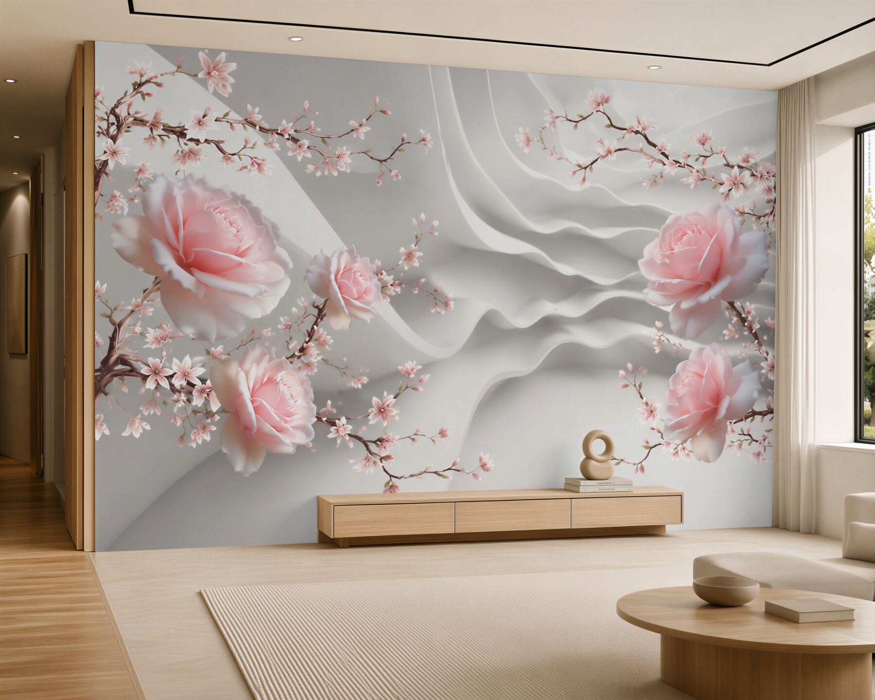 Fotobehang delicate roos op een abstracte achtergrond