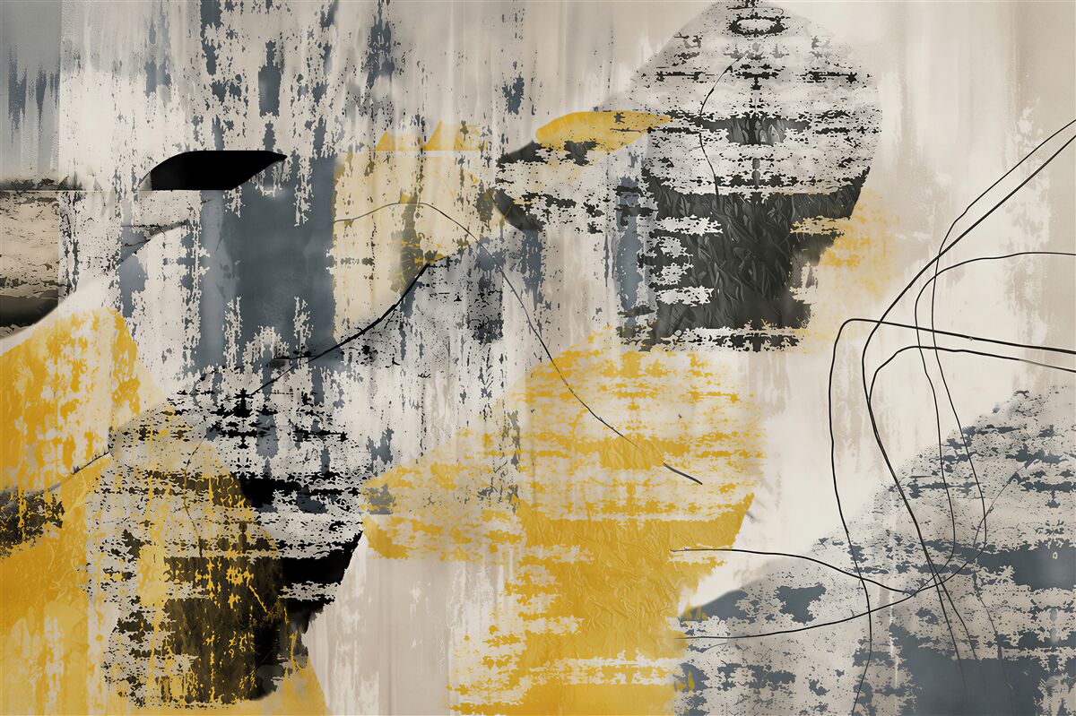 Fotobehang abstracte achtergrond van zwarte en gouden verf