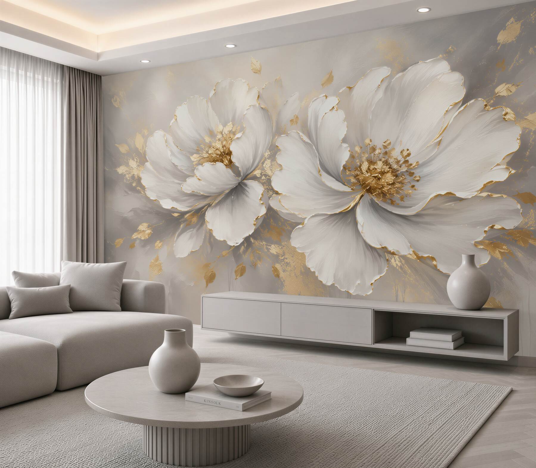 Fotobehang luxe witte bloemknoppen