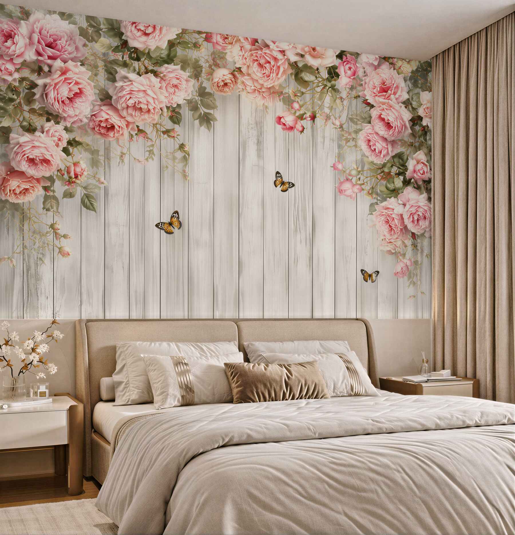 Fotobehang luxe hangende roze rozen