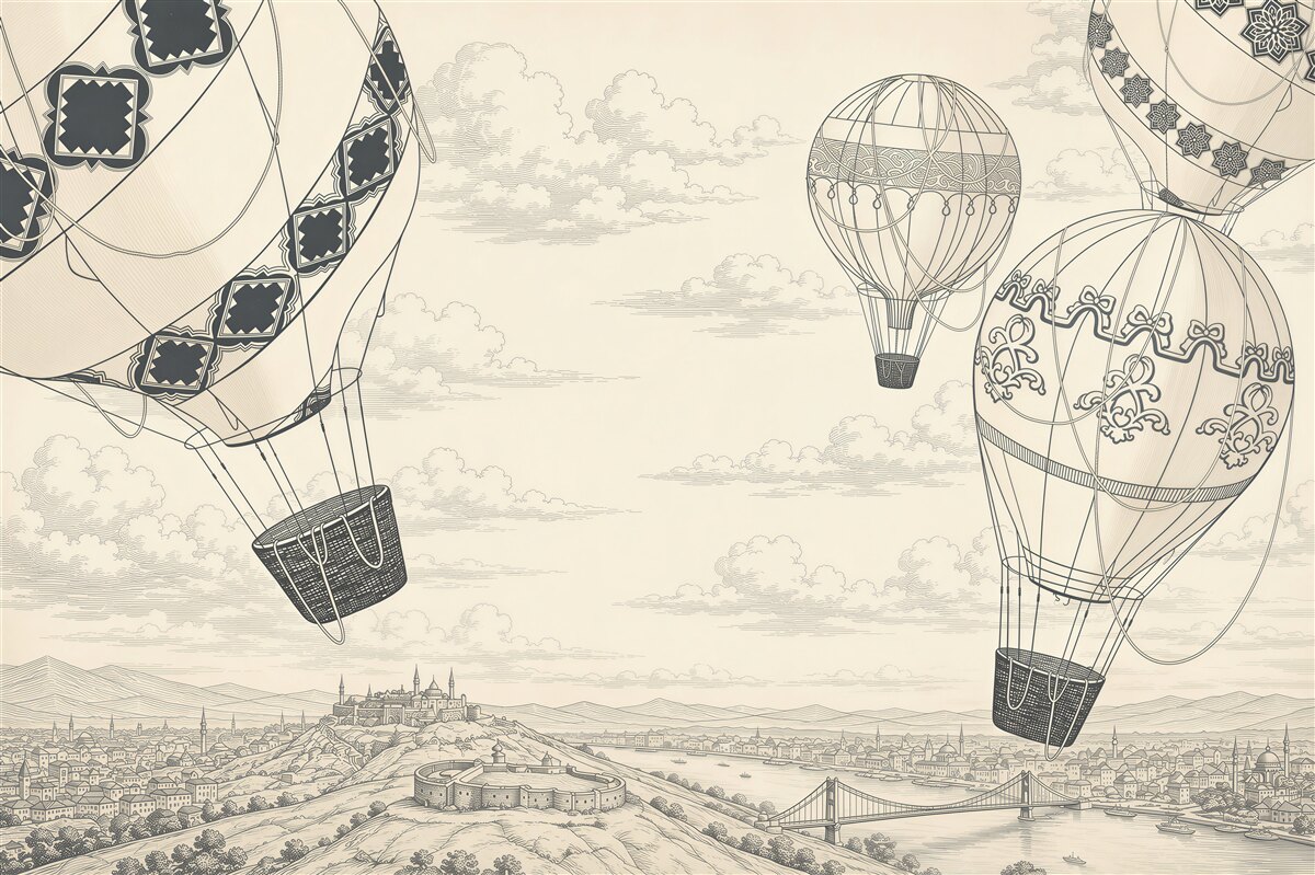Fotobehang ballonnen in de lucht