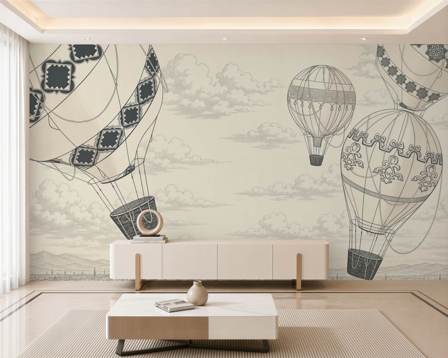 Fotobehang ballonnen in de lucht