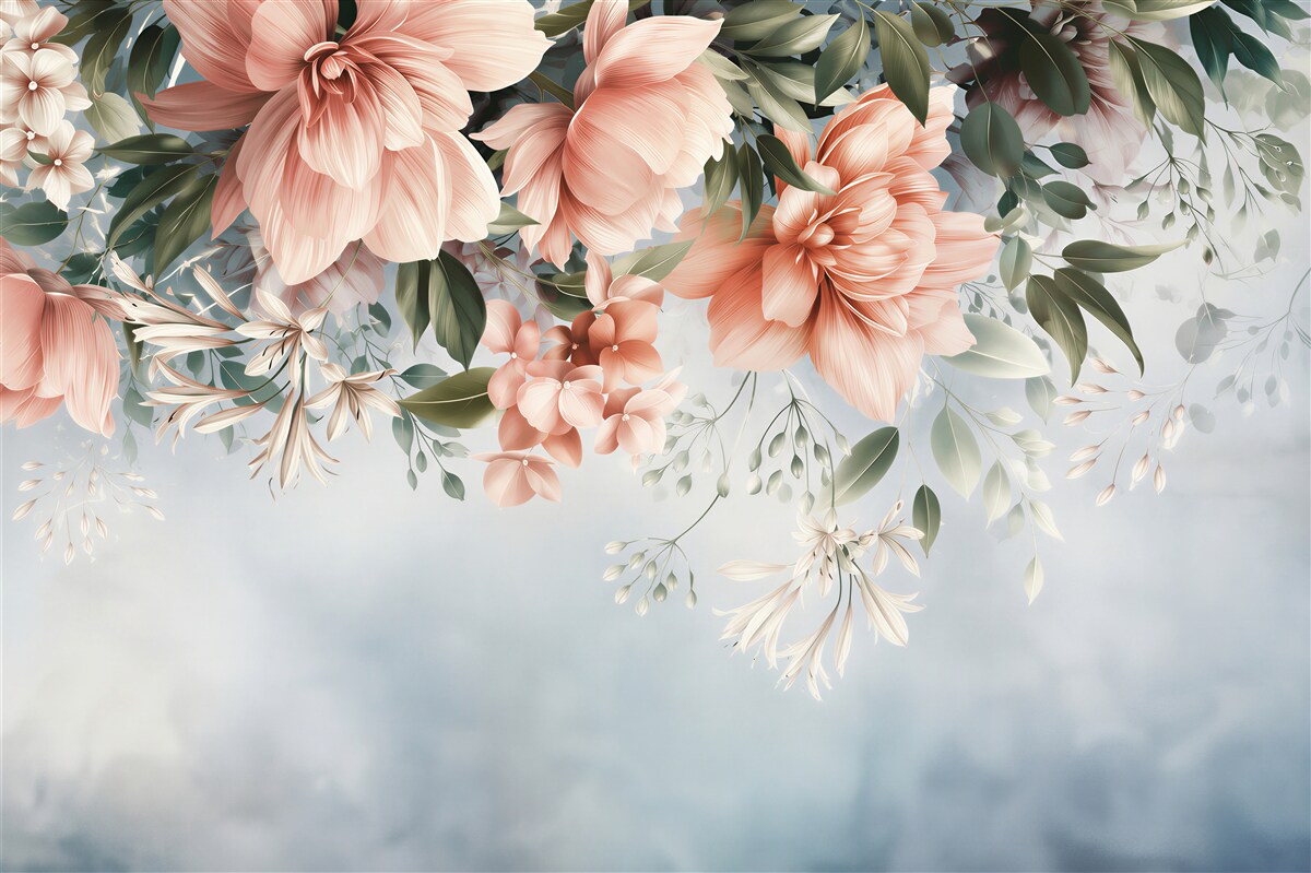 Fotobehang Hangende roze bloemen