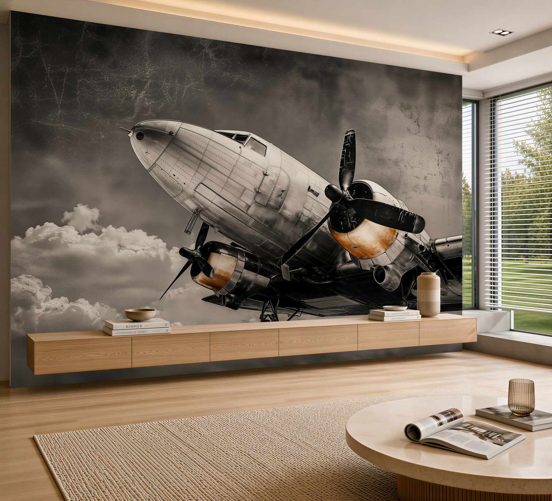 Fotobehang vliegtuig geschilderd in het wit