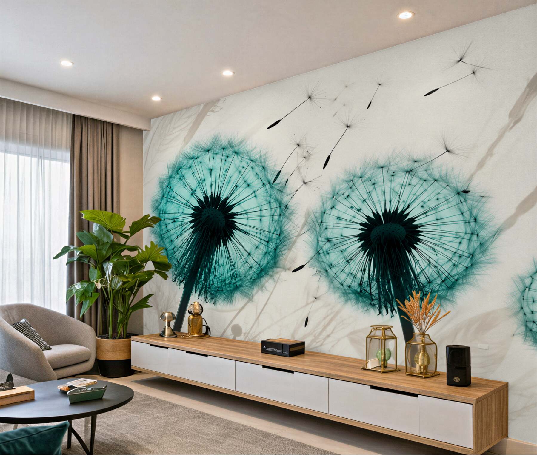 Fotobehang paardenbloem op de voorgrond