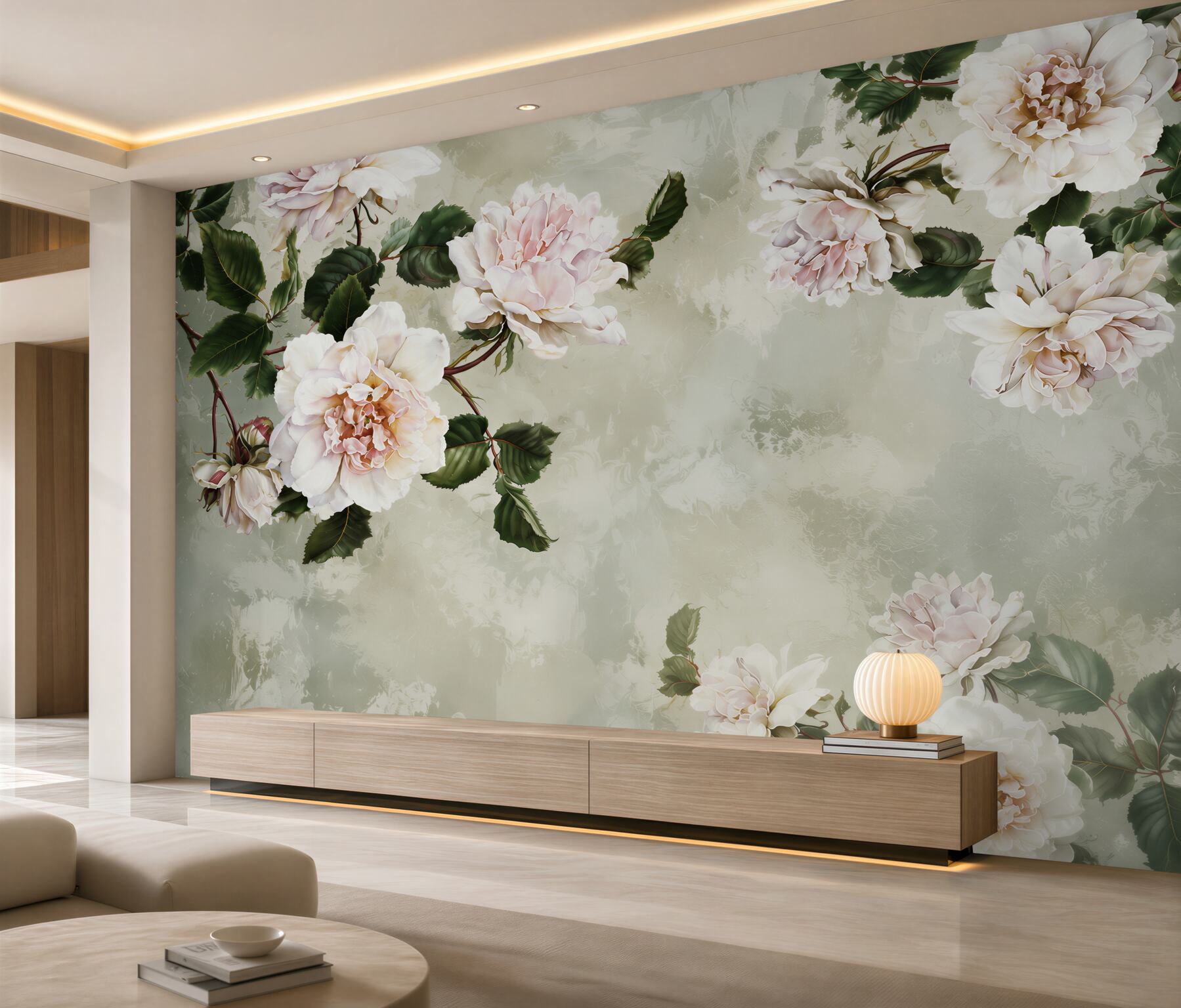 Fotobehang Muur en bloem